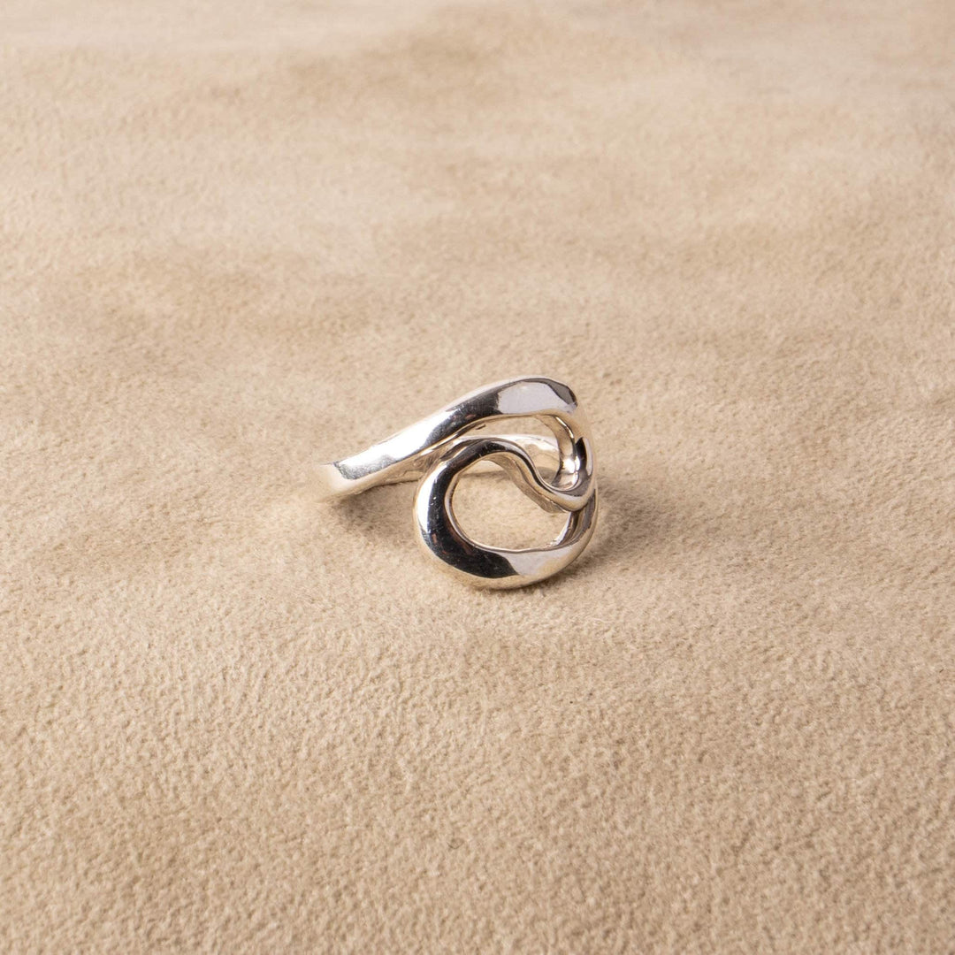 Statement Ring Welle Swirl van 925 Sterling Zilver asymmetrisch handgemaakt