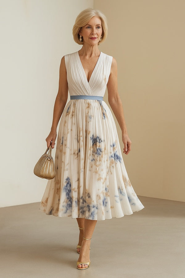 Paz™ | Tijdloze Maxi Plissé Jurk met Bloemenprint