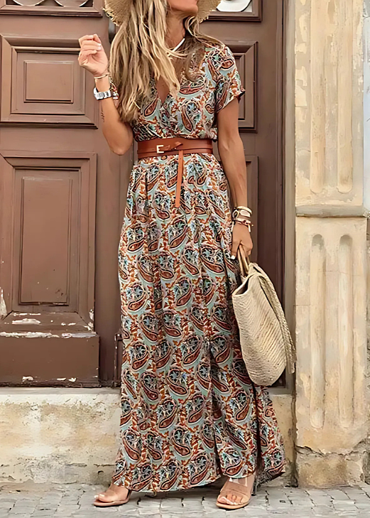 Justine™ – Lange boho jurk met riem