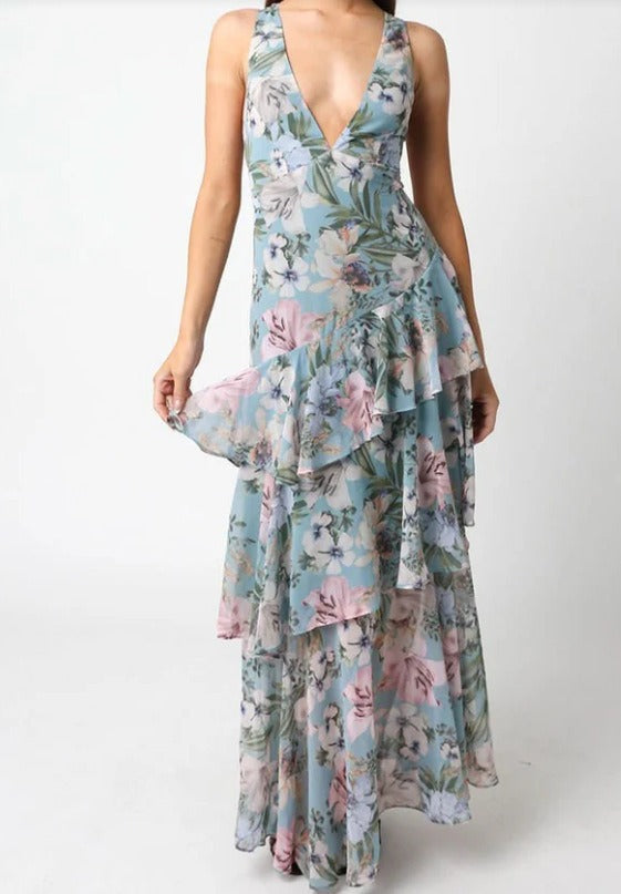 LISA | Bloemige Volant Maxi Jurk