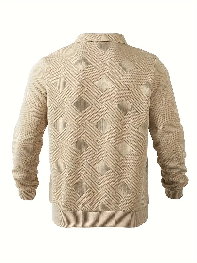 James™ - Vintage Geometrisch Ontwerp Sweater Met Rits
