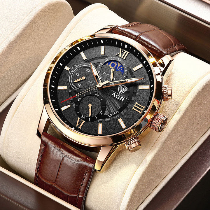Premium Leren Quartz Horloge