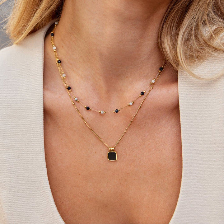 Collier Lulu met Middernacht Steenparels