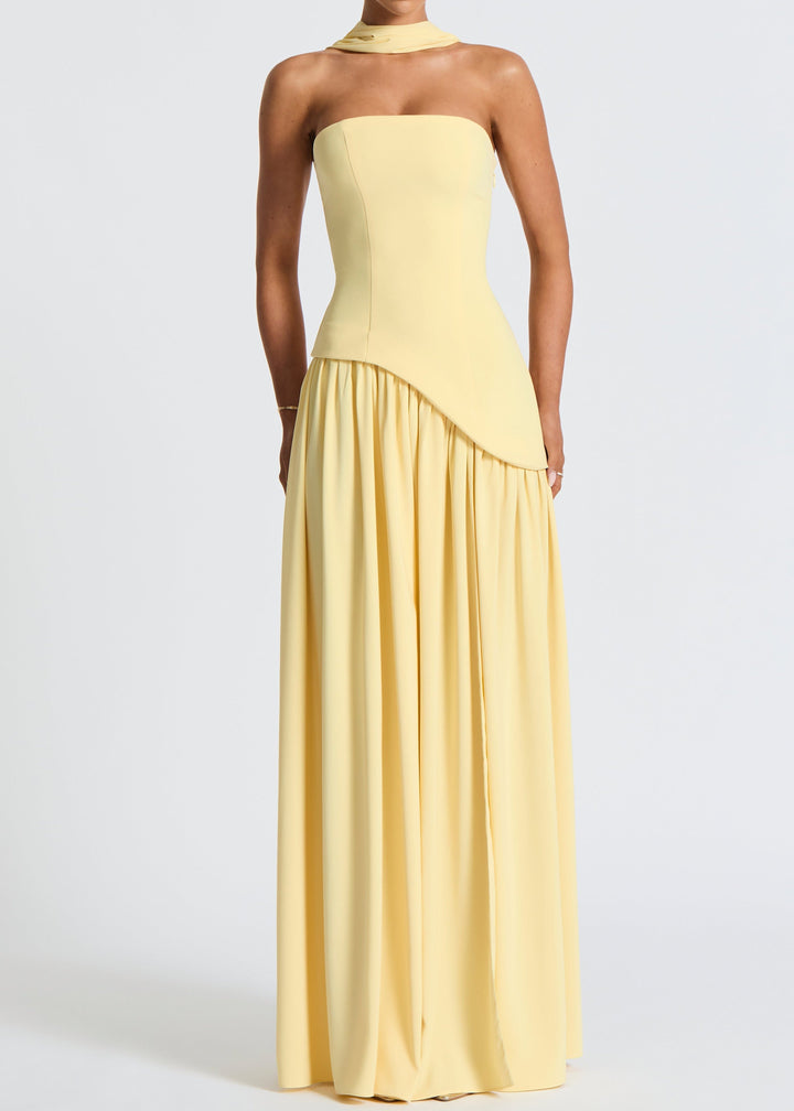 LINA | Strapless Maxidress met Hoge Split