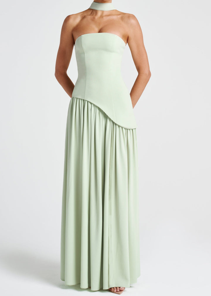 LINA | Strapless Maxidress met Hoge Split