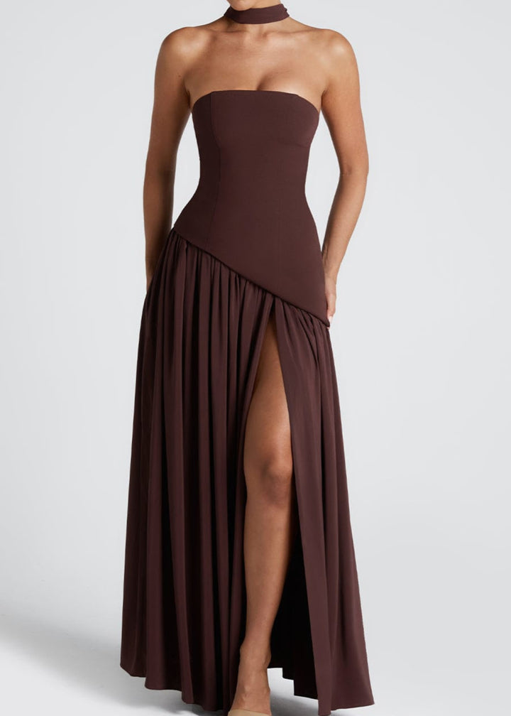 LINA | Strapless Maxidress met Hoge Split