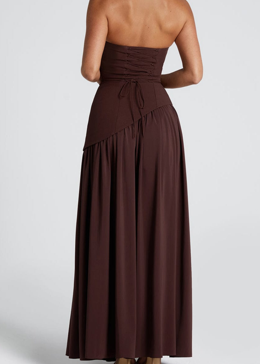 LINA | Strapless Maxidress met Hoge Split