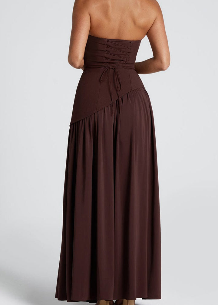 LINA | Strapless Maxidress met Hoge Split