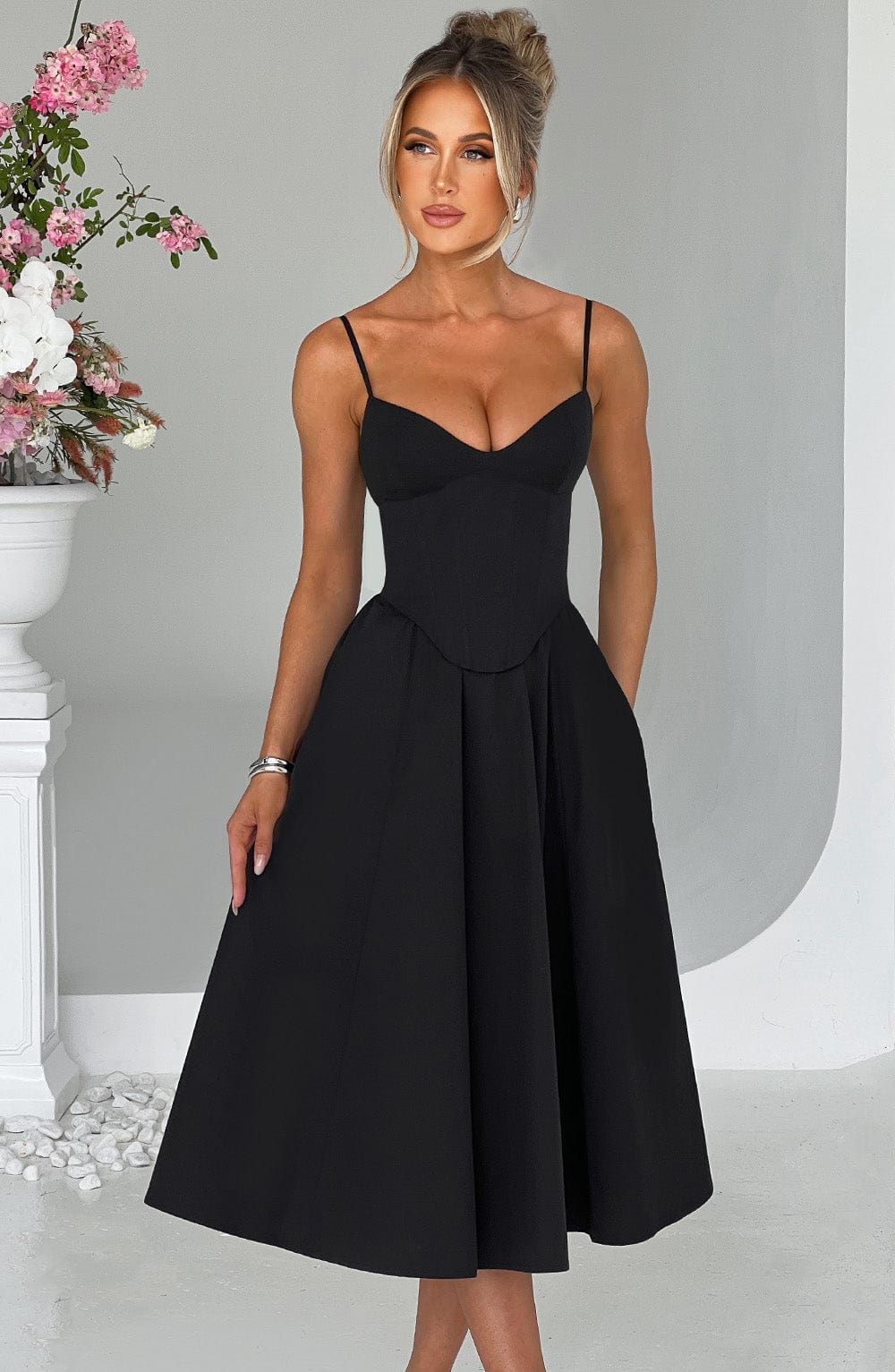 MAILEEN | Elegante Midi Jurk in Corsetstijl