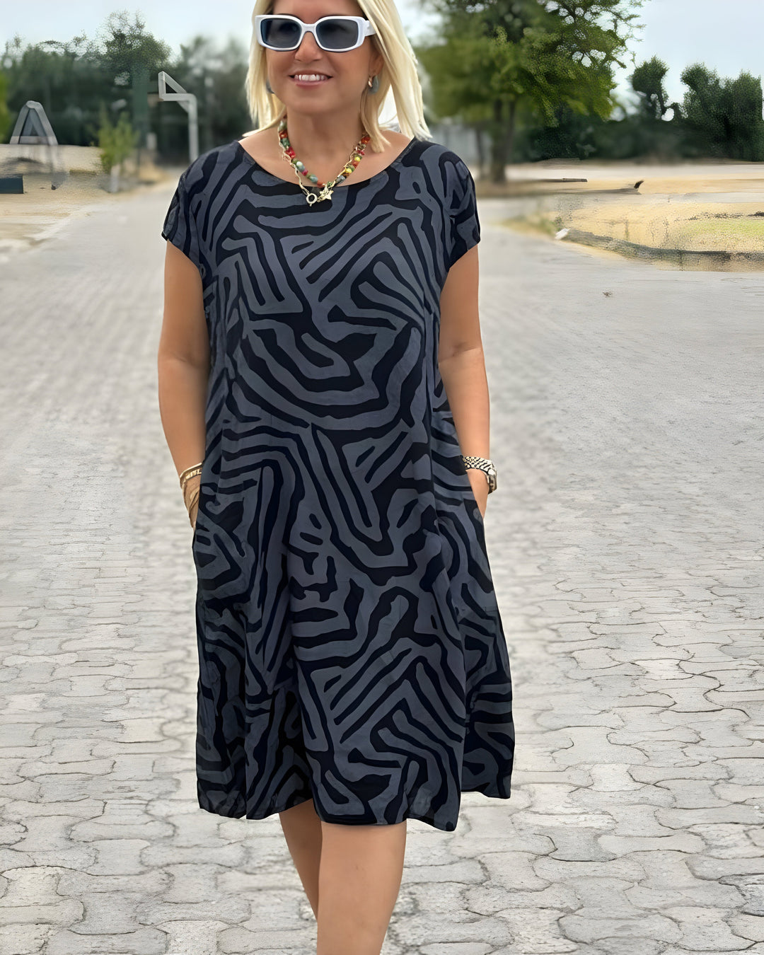 Serra™ | Zomerjurk met Safari Strepen