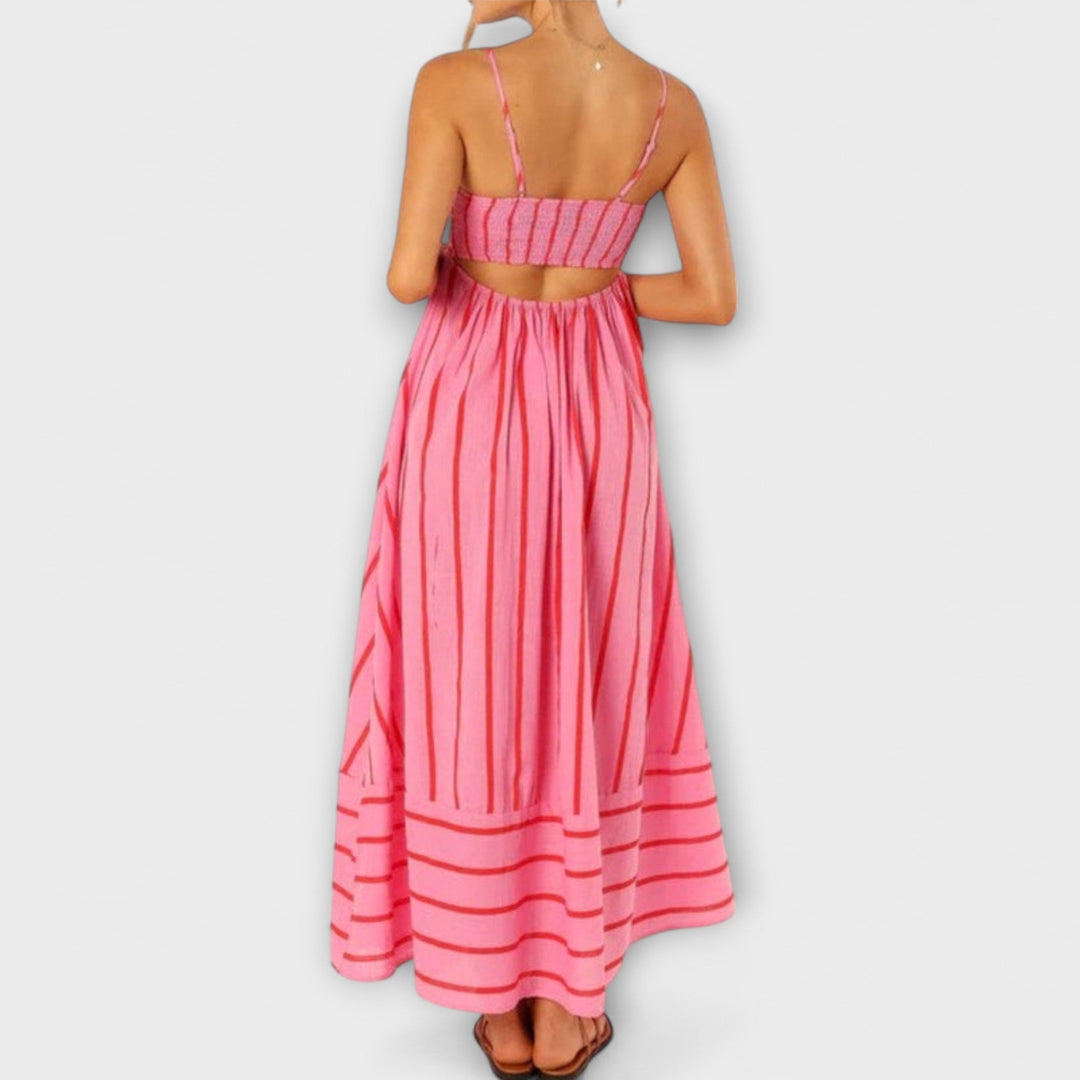 Rosa - Casual Gestreepte Jurk
