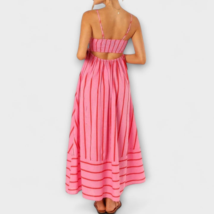 Rosa - Casual Gestreepte Jurk