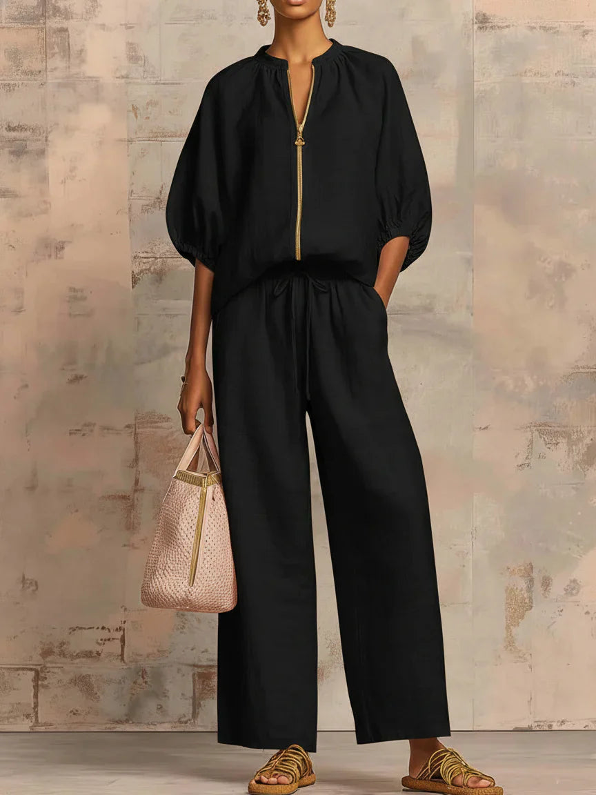 Alba | Set van twee delen: Relaxed shirt en wijde broek