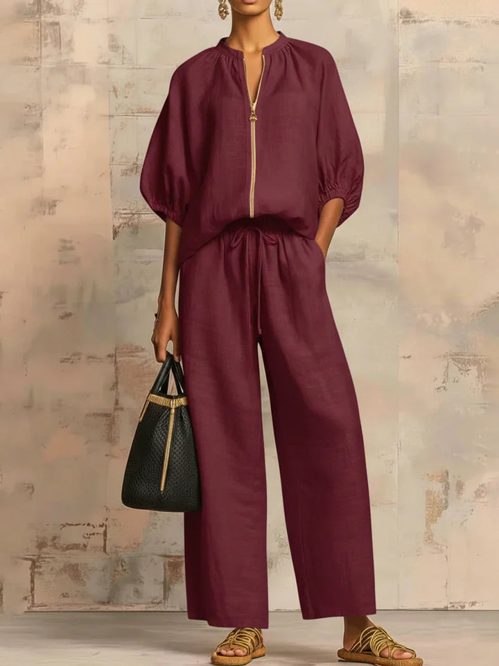 Alba | Set van twee delen: Relaxed shirt en wijde broek