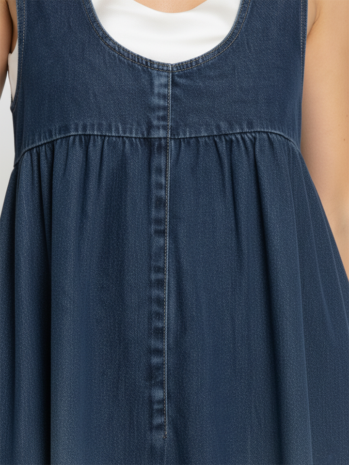 Karen | Lange Vintage Denim Jurk met Zachte Premium Touch