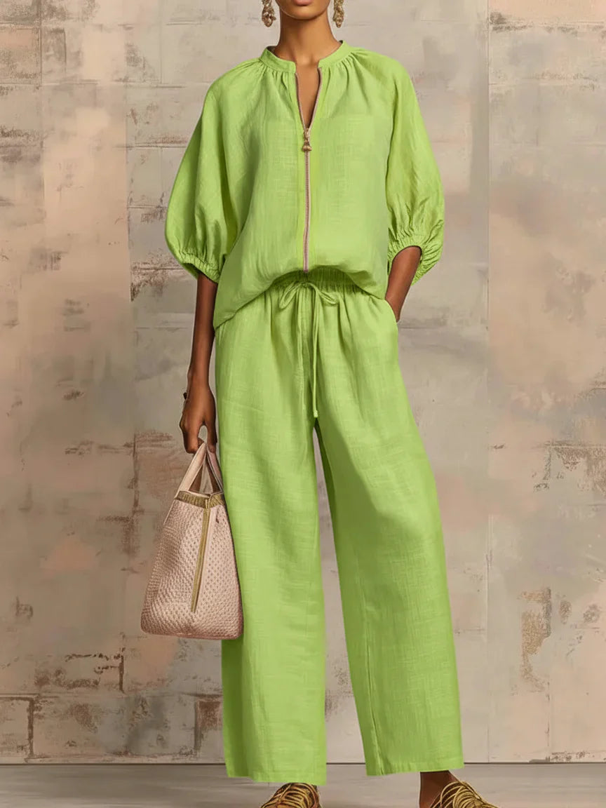 Alba | Set van twee delen: Relaxed shirt en wijde broek