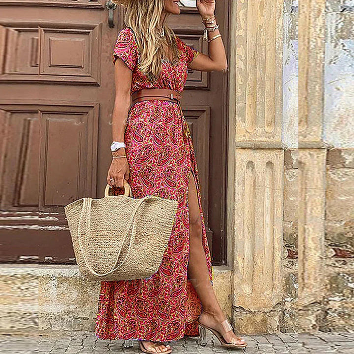 Justine™ – Lange boho jurk met riem