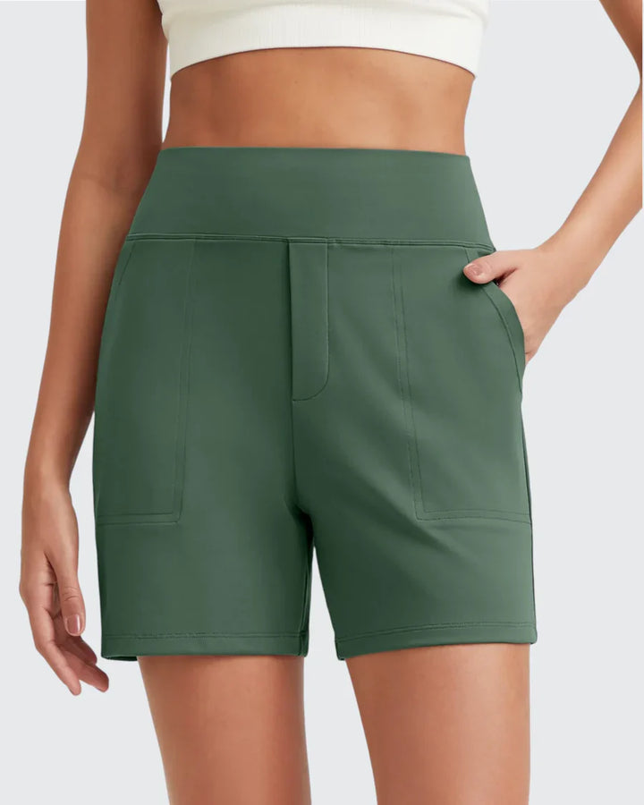 Zeni - Hoge Taille Sport Shorts met Diepe Zakken