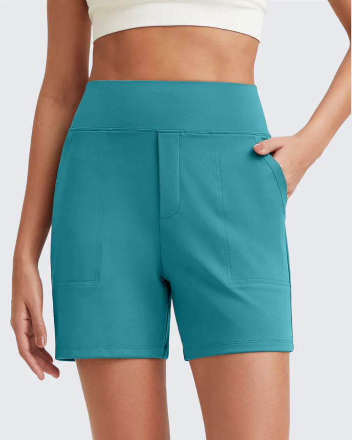 Zeni - Hoge Taille Sport Shorts met Diepe Zakken