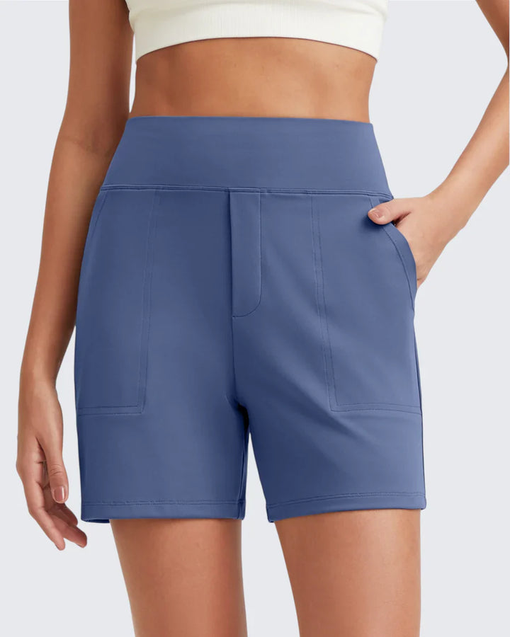 Zeni - Hoge Taille Sport Shorts met Diepe Zakken