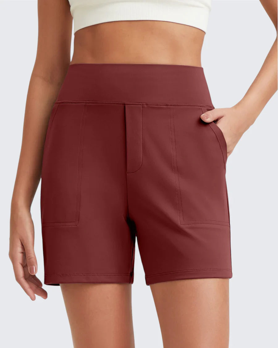 Zeni - Hoge Taille Sport Shorts met Diepe Zakken