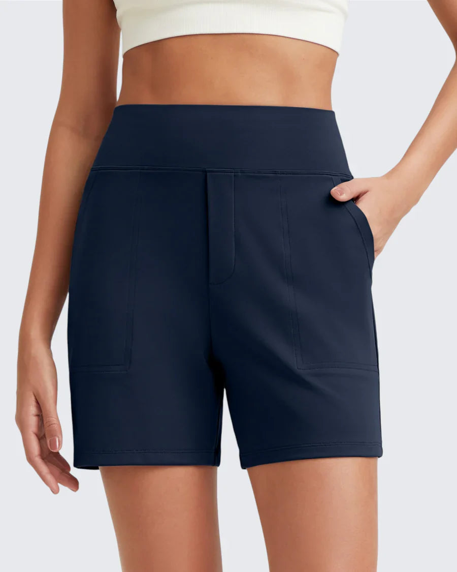 Zeni - Hoge Taille Sport Shorts met Diepe Zakken