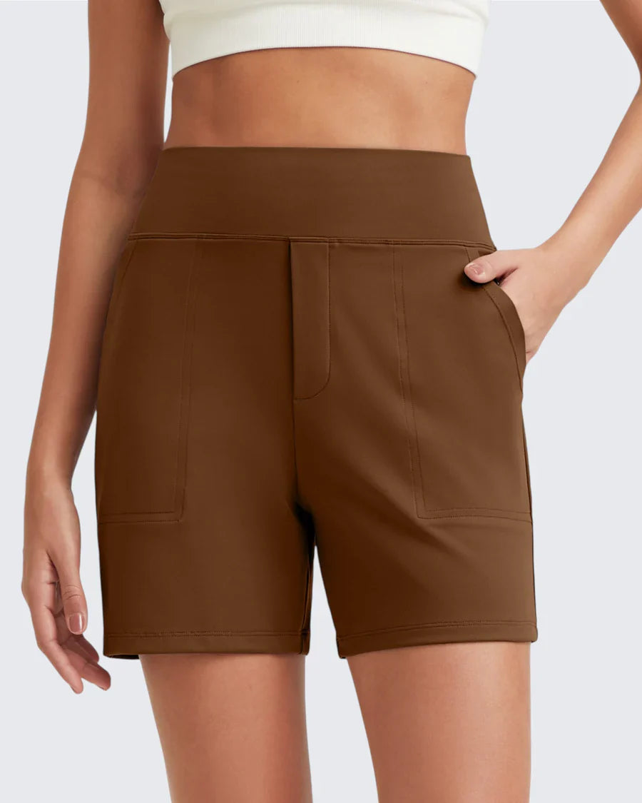 Zeni - Hoge Taille Sport Shorts met Diepe Zakken