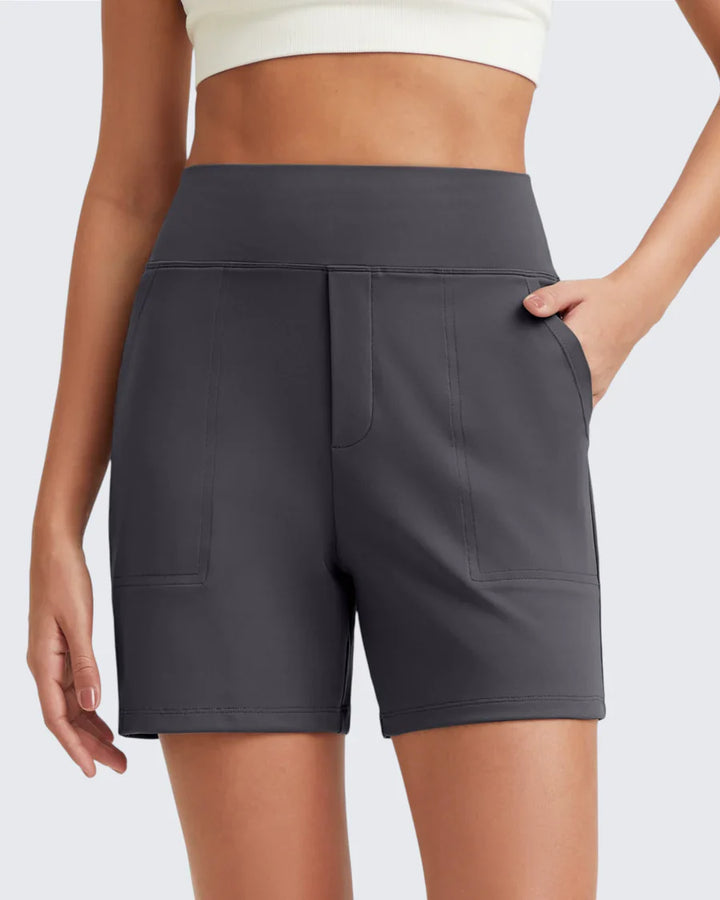Zeni - Hoge Taille Sport Shorts met Diepe Zakken