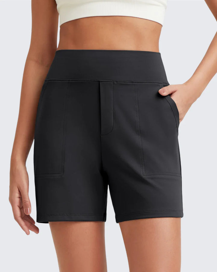 Zeni - Hoge Taille Sport Shorts met Diepe Zakken