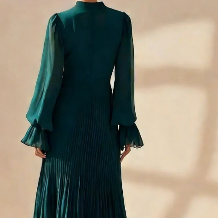 Elegante midi plissé jurk met ruffles