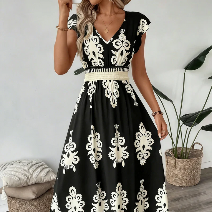 Candela - Maxidress in barokstijl met V-hals
