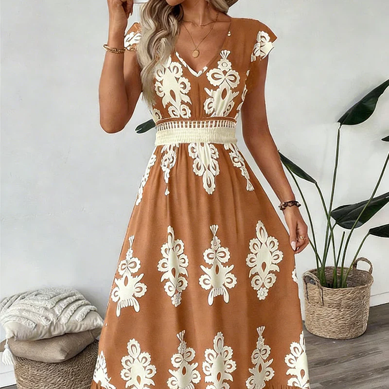 Candela - Maxidress in barokstijl met V-hals