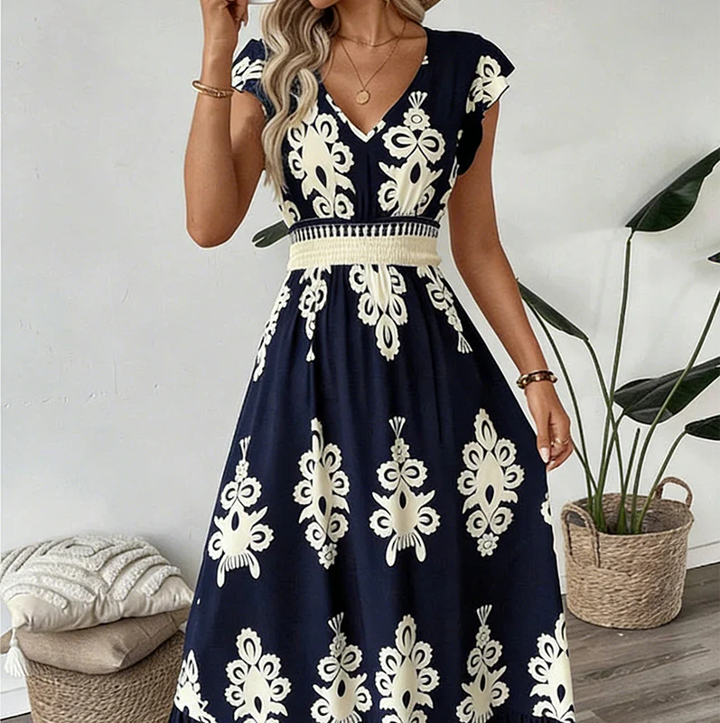 Candela - Maxidress in barokstijl met V-hals