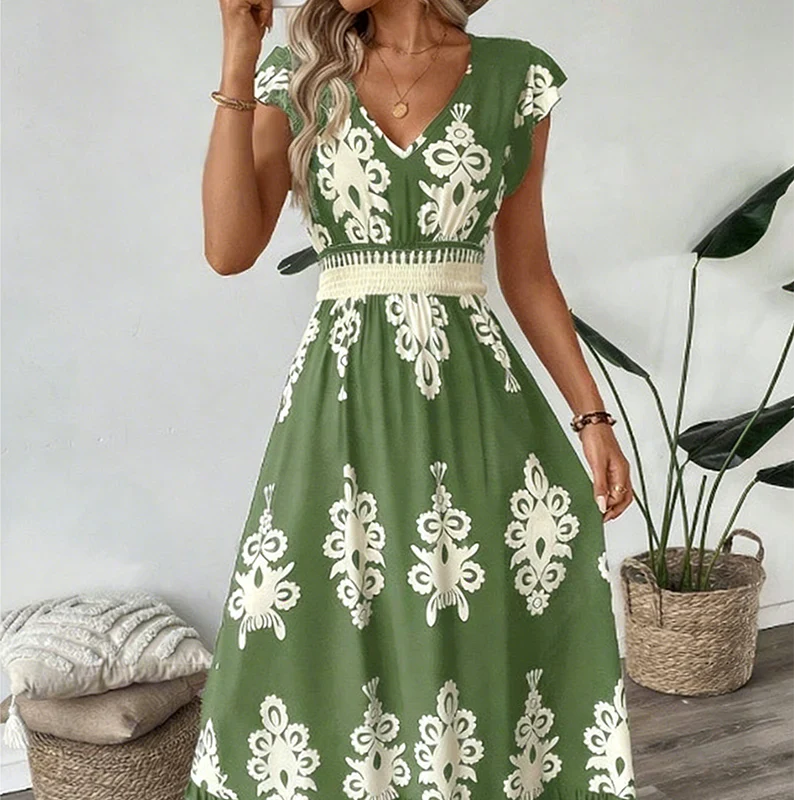 Candela - Maxidress in barokstijl met V-hals