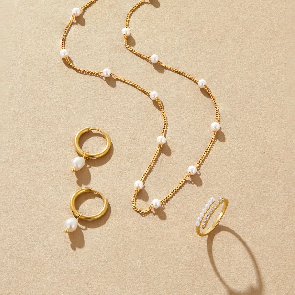 Tijdloze Pareloog Gouden Ketting
