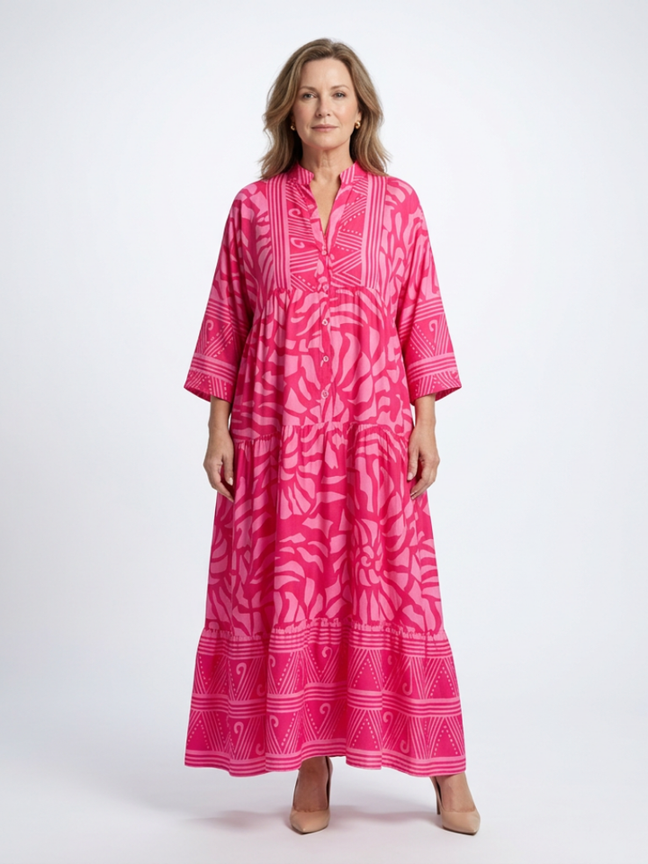 Marielle | Knopen-Front Midi-jurk