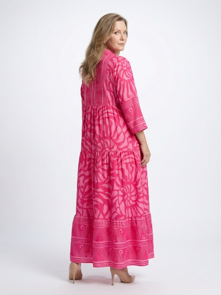 Marielle | Knopen-Front Midi-jurk