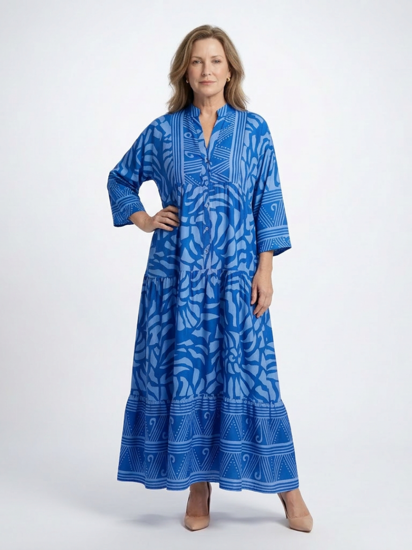 Marielle | Knopen-Front Midi-jurk