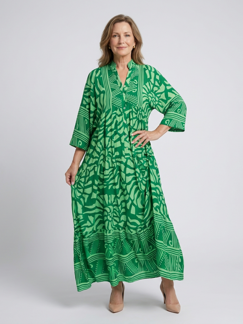 Marielle | Knopen-Front Midi-jurk