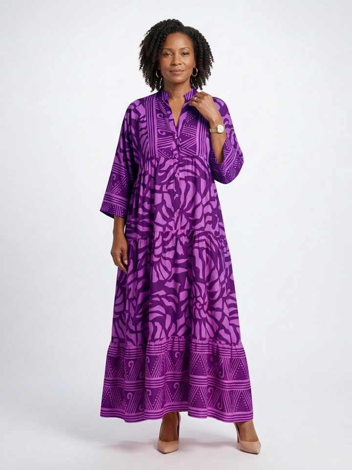Marielle | Knopen-Front Midi-jurk