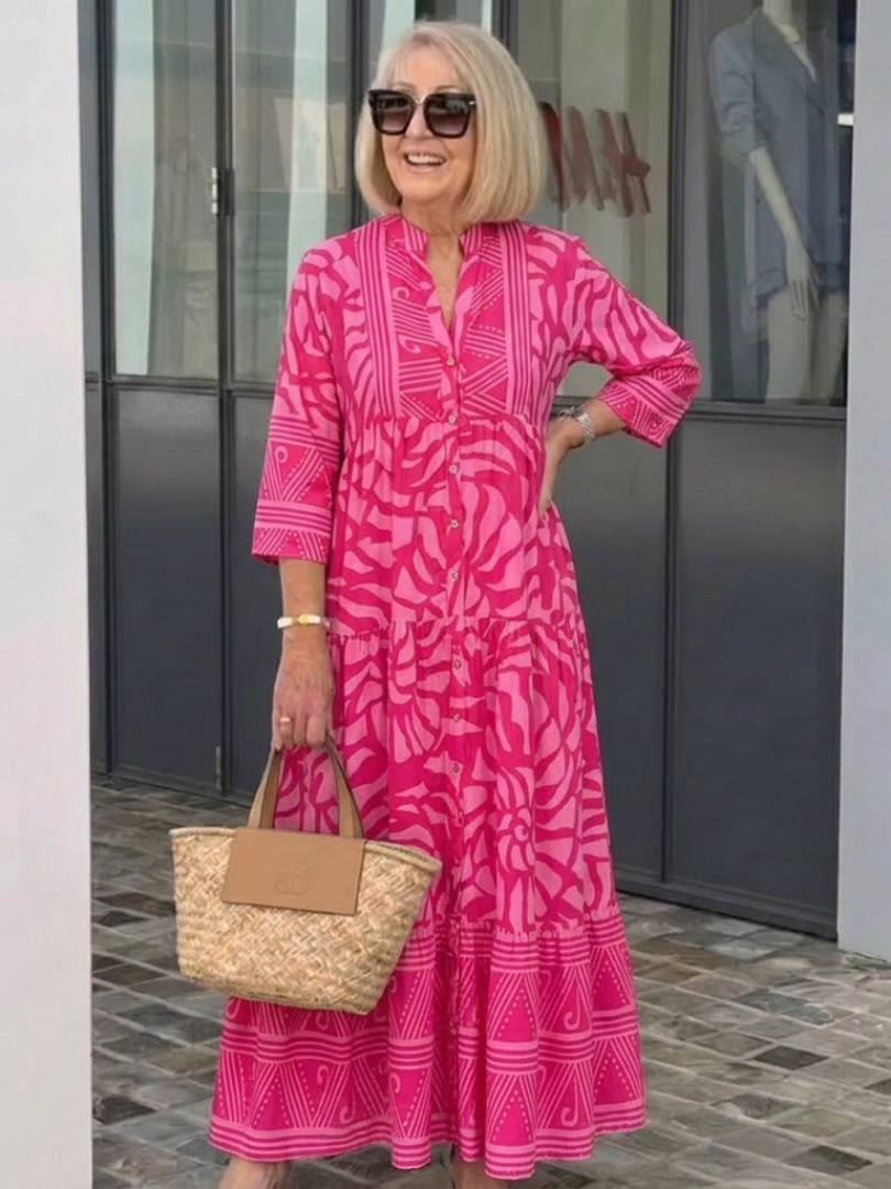 Marielle | Knopen-Front Midi-jurk