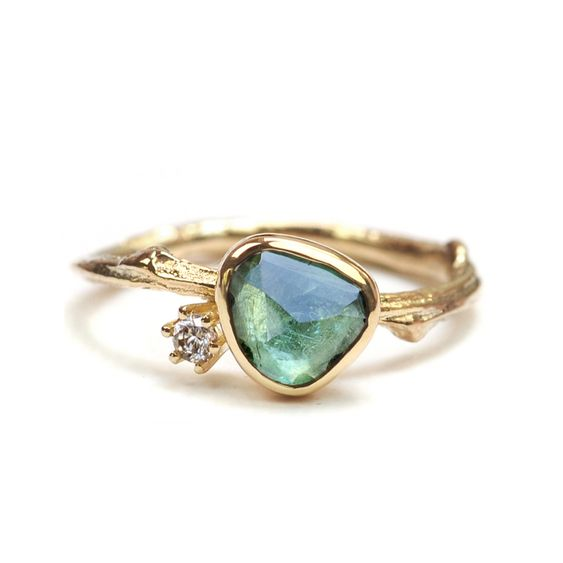 Vintage Gouden Blauwe Steenring