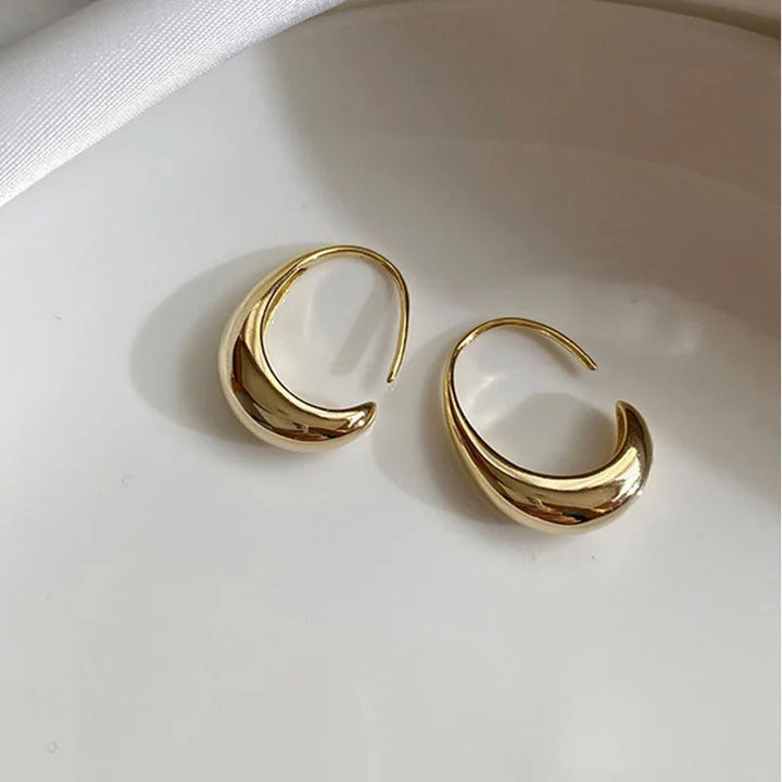 Vintage Gouden & Glanzende Halve Maan Vorm Oorbellen