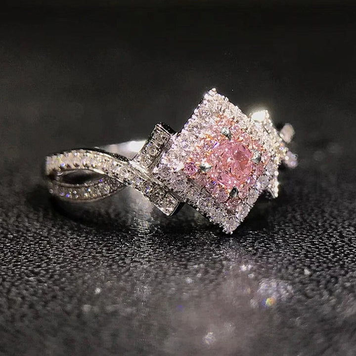 Vintage Roze Diamant & Kristallen Ring