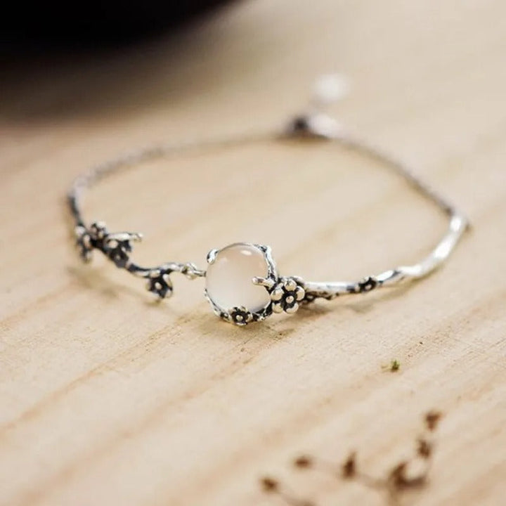 Vintage Zilveren Bloem Tak Armband