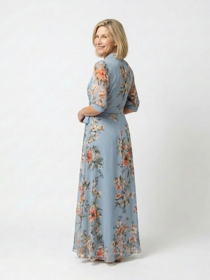 Elowen | Bloemige Wikkel-V-hals Maxi-jurk