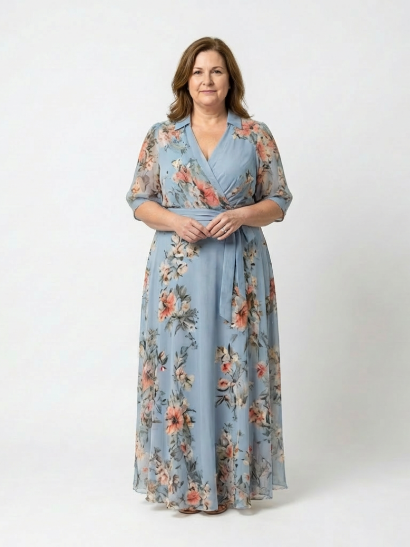 Elowen | Bloemige Wikkel-V-hals Maxi-jurk