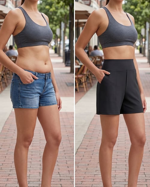 Zeni - Hoge Taille Sport Shorts met Diepe Zakken