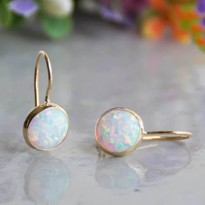 Witte Opal Vintage Oorbellen
