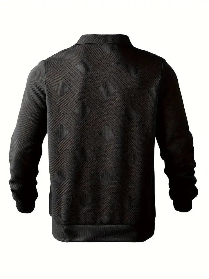 James™ - Vintage Geometrisch Ontwerp Sweater Met Rits
